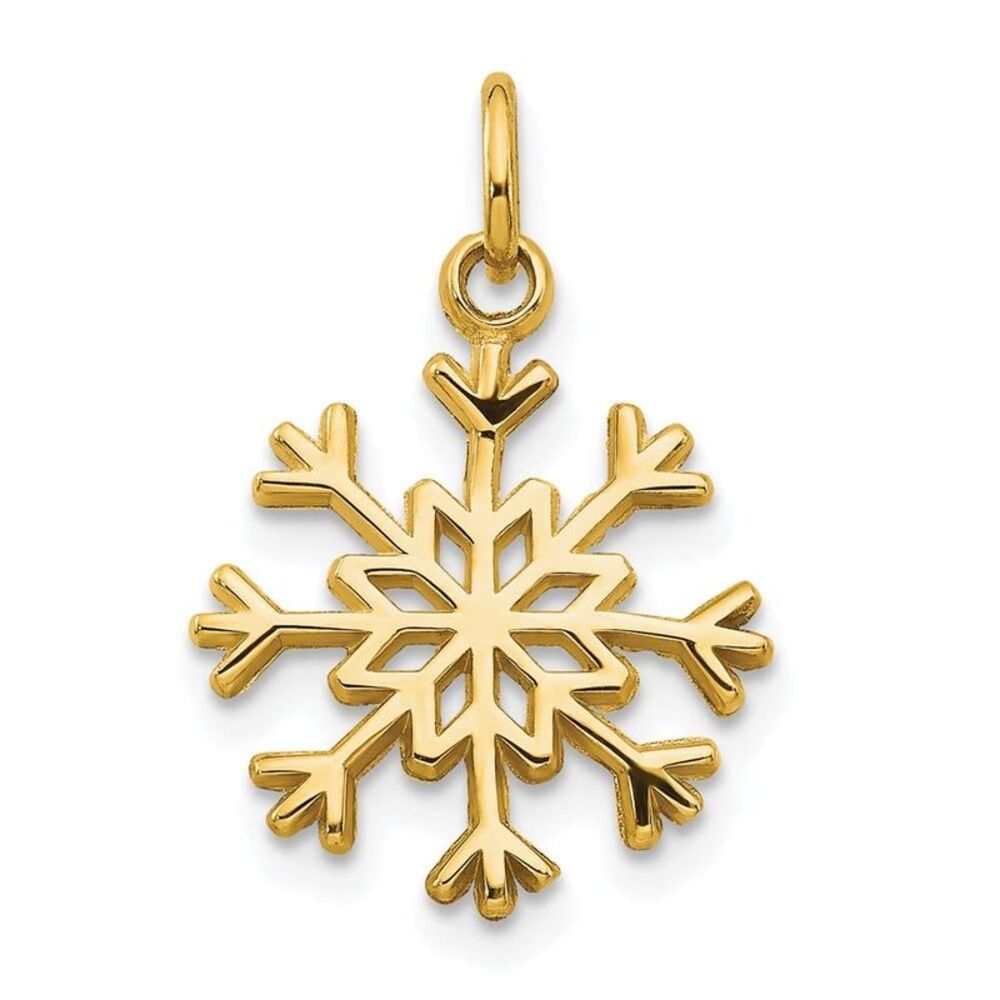 10k Yellow Gold Solid Polished Snowflake Charm - image 5